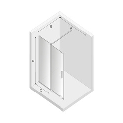 Kabina walk in przesuwna Smart 120x200, profil srebrny