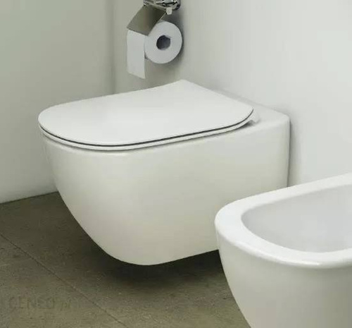 Misa WC Tesi wisząca bezrantowa z deską wolnoopadającą, 53,5x36,5 cm, biały połysk