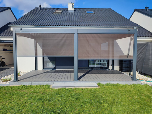 WYPRZEDAŻ!!! Pergola Ogrodowa Black/Gray 3x6 LED/ROLETY