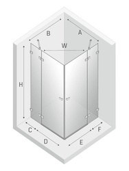 Kabina prysznicowa Avexa Gold 100x110x200 cm z podwójnymi drzwiami, profil złoty.