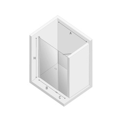 Drzwi prysznicowe do wnęki New Soleo Plus 120x195, ze wspornikiem równoległym, profil srebrny.