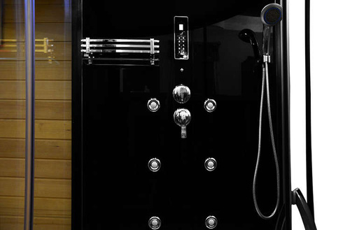 Kabino-sauna sucho-parowa z funkcją hydromasażu AQ-751,180x110x223cm, czarna, prawa