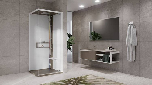KABINA MASAŻOWO-PAROWA Novellini GLAX 2 2.0 G+F 90x90 CM, DRZWI OTWIERANE, SREBRNA, CZARNA LUB CORDA
