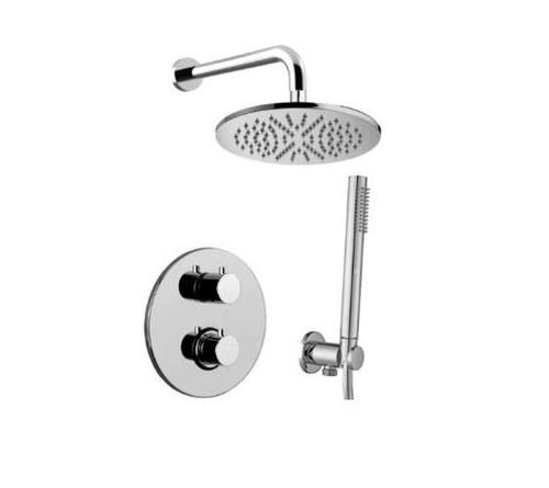 Kompletny zestaw prysznicowy termostatyczny podtynkowy z baterią 2 -drożną, manualną Light z głowicą 22,5 cm, chrom