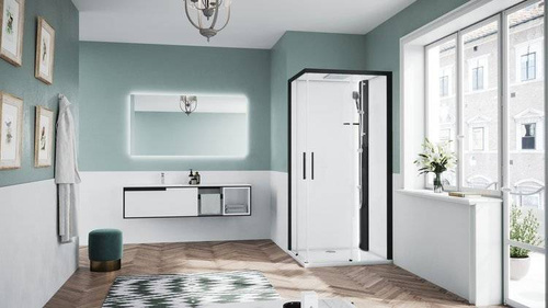 KABINA MASAŻOWO-PAROWA Novellini GLAX 1 2.0 A, 90x90 CM, DRZWI PRZESUWNE, SREBRNA LUB CZARNA