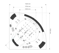 Wanna z hydromasażem narożna SPA AQ-1004 Turbo 2-osobowa, 152x152x56 cm
