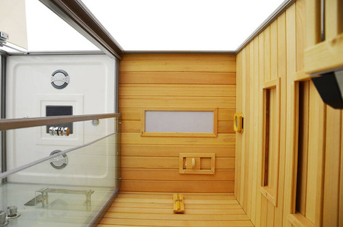 Kabino-sauna sucho-parowa z funkcją hydromasażu AQ-752, 180 x 110 x 223 cm, biała, prawa