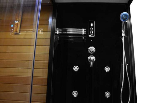Kabino-sauna sucho-parowa z funkcją hydromasażu AQ-752, 180x110x223cm, czarna, lewa