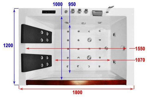 WANNA SPA Z HYDROMASAŻEM JACUZZI AQUAPEUTIC AQ-808, 2-osobowa 180x120x61cm lewa