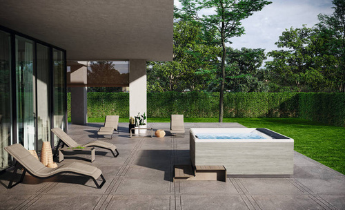 Wanna z hydromasażem Divina XXL Outdoor SPA Plus Novellini, 230x215x85 cm z pokrywą termiczną