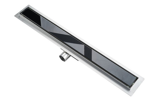 Odpływ liniowy podłogowy, czarne szkło 90 cm