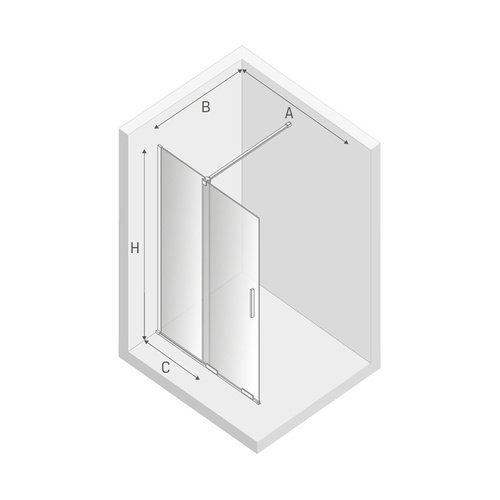 Kabina walk in przesuwna Smart 120x200, profil srebrny