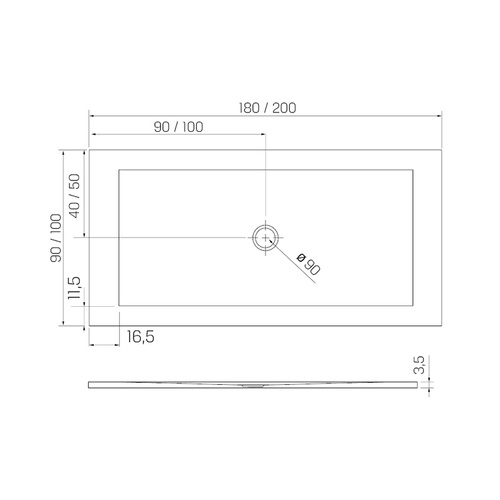 Brodzik konglomeratowy NEX SHADE 120x100x3,5 cm, antracyt RAL 7016