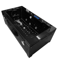CZARNA WANNA SPA Z HYDROMASAŻEM JACUZZI AQUAPEUTIC AQ-107B TOP,  1-osobowa 180x91x60 cm prawa, PRZESZKOLONY FRONT