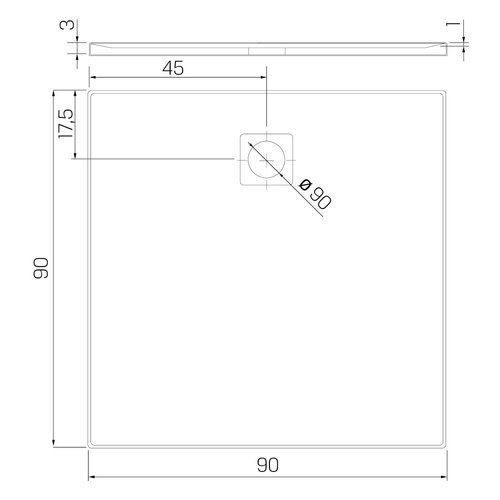Brodzik Mori 90x90x3 cm ze strukturą kamienia naturalnego, czarny mat RAL 9005 - produkt z ekspozycji