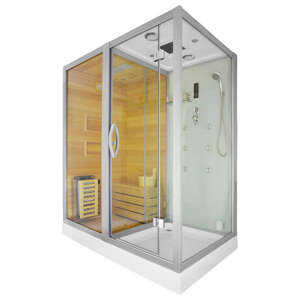 Kabino-sauna sucho-parowa z funkcją hydromasażu AQ-752, 180 x 110 x 223 cm, biała, lewa