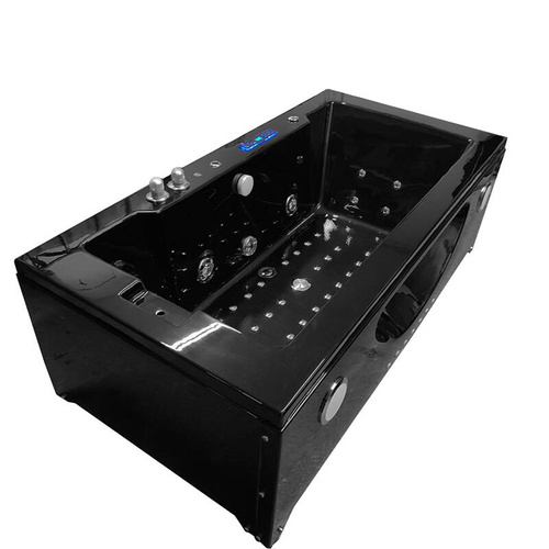 CZARNA WANNA SPA Z HYDROMASAŻEM JACUZZI AQUAPEUTIC AQ-107B TOP,  1-osobowa 180x91x60 cm prawa, PRZESZKOLONY FRONT