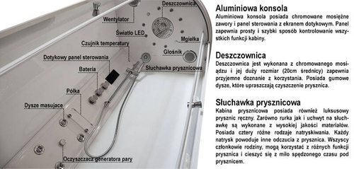 Kabina masażowo-parowa AE8080, 80x80x217 cm