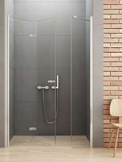 Drzwi prysznicowe składane New Soleo Plus 120x195 cm, profil srebrny.