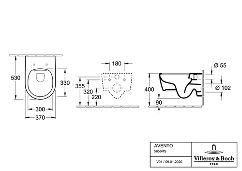 Misa WC wisząca Villeroy&Boch Avento 5656RS01 Combi-Pack Weiss Alpin