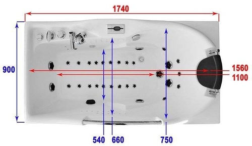 WANNA SPA Z HYDROMASAŻEM JACUZZI AQUAPEUTIC 150, 1-osobowa 174x90x70 cm, prawa